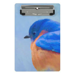 Mini Prancheta Pintura de Bluebird - Arte de Pássaro Original