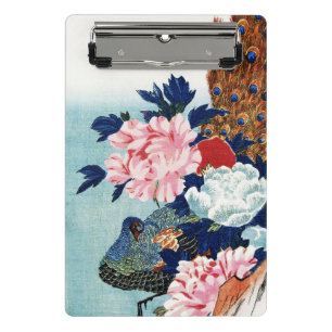Mini Prancheta Pintura de flores de pavão e peônias vintage