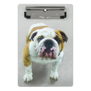 Mini Prancheta Pintura em Bulldog - Arte Cão Original Bonita