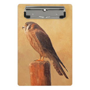 Mini Prancheta Pintura em Kestrel Americano - Arte de Pássaro Or