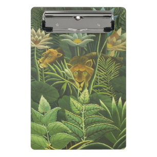 Mini Prancheta Pintura Tropical do Leão da Selva Rousseau