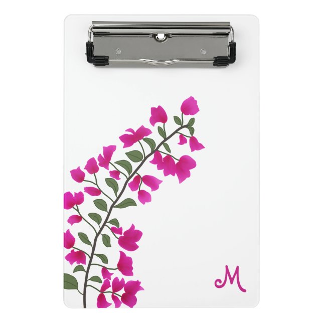 Mini Prancheta Placa de Clipboard Fuchsia Pink Bougainvillea Mono (Frente)