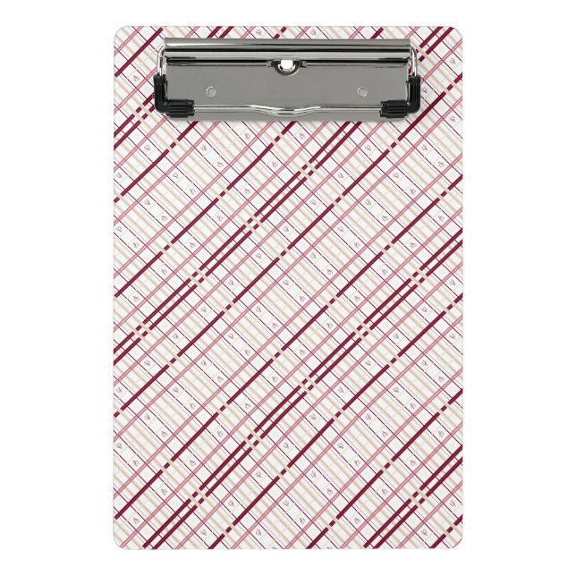 Mini Prancheta Plaid Hearts Clipboard – Whimsical Burgundy Design (Frente)