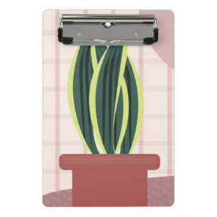 Mini Prancheta Plantas Cobra em Fundo Bege Xadrez Rosa