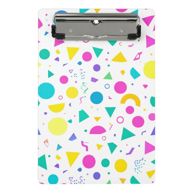 Mini Prancheta Playful Neon Memphis Geometric Retro Pattern (Frente)