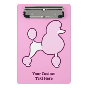 Mini Prancheta Poodle Rosa de Nome Personalizado