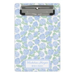 Mini Prancheta Preppy Blue & Green Hydrangeas Monogram