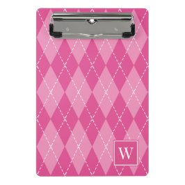Mini Prancheta Preppy com Pontos Argyle – Rosa Quente & Rosa