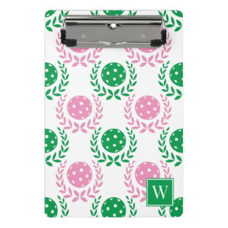 Mini Prancheta Preppy Pickleball Coroa de Louro - Rosa e Verde