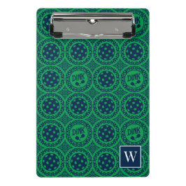 Mini Prancheta Preppy Pickleball Damask – Azul-marinho e Verde Di