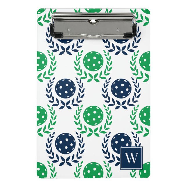 Mini Prancheta Preppy Pickleball Laurel Wreath - Navy & Green (Frente)
