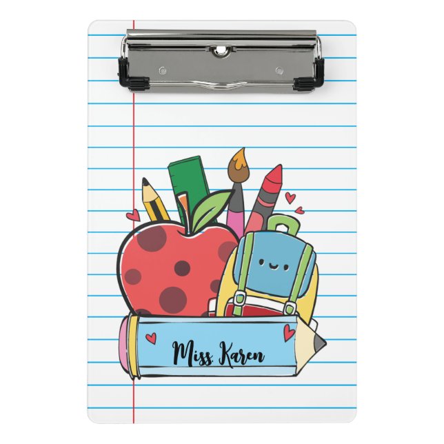 Mini Prancheta Presente Personalizado Fofo para Professores Sala  (Frente)