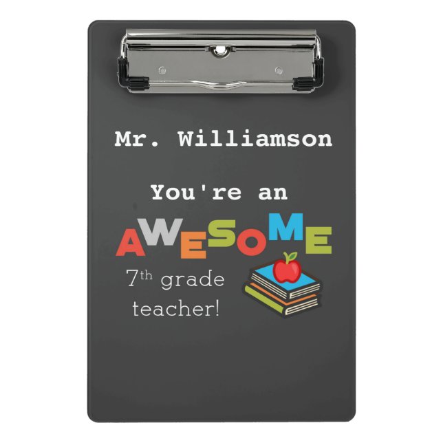 Mini Prancheta Professor do 7º ano Obrigado Incrível (Frente)