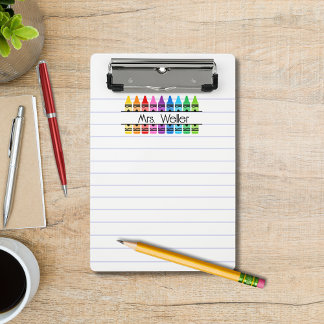 Mini Prancheta Professor Personalizado Crayon Rainbow Handprint