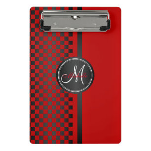 Mini Prancheta Quadro de verificação vermelho e preto - Monograma