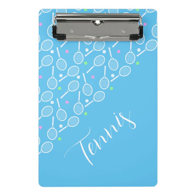 Mini Prancheta Rackers de tênis e Bolas Céu Azul Pálido (Frente)