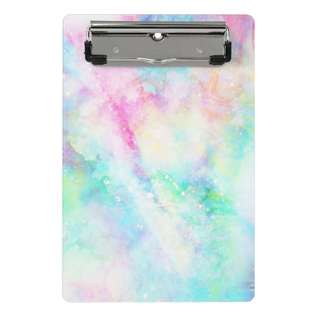 Mini Prancheta Rainbow Pastel Watercolor Tie Dye Abstrato Galaxy (Frente)