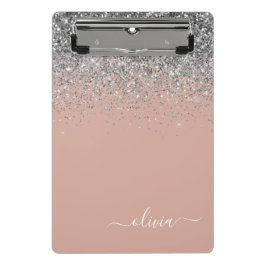 Mini Prancheta Rapariga do Monograma com rosa Dourado Blush Pink