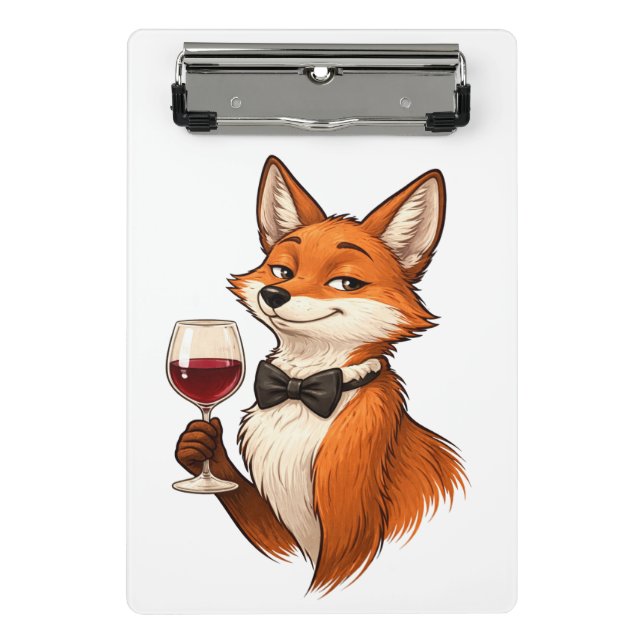 Mini Prancheta Raposa Elegante com Cálice de Vinho (Frente)