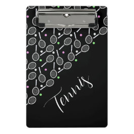 Mini Prancheta Raquetes e Bolas de Tênis Preto