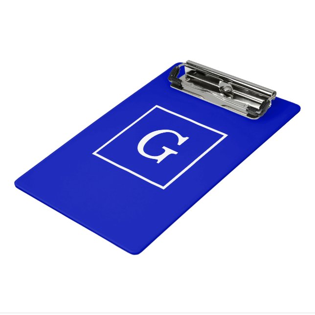 Mini Prancheta Real Azul Branco com quadro inicial Monograma (Inclinado3)