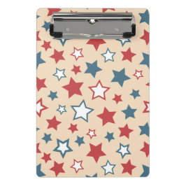 Mini Prancheta Red and Blue Stars, 4th of July, Beige Background