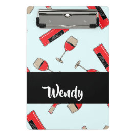 Mini Prancheta Red wine bottles and glasses pattern