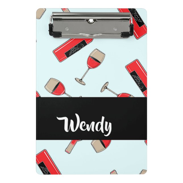 Mini Prancheta Red wine bottles and glasses pattern (Frente)