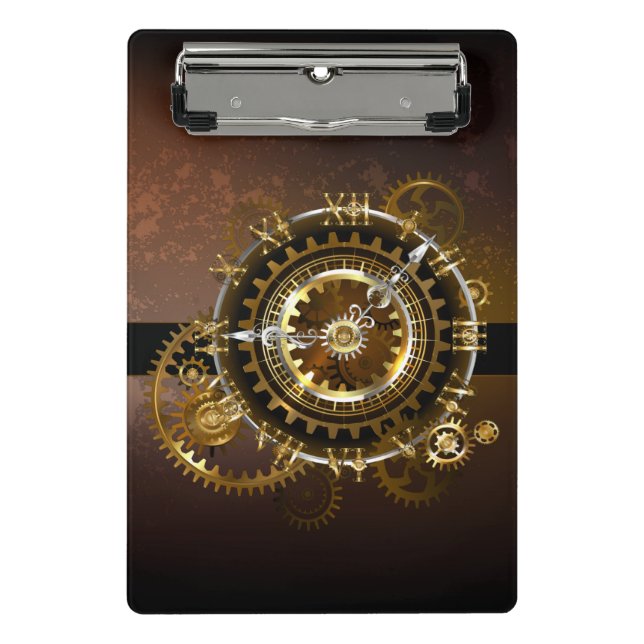 Mini Prancheta Relógio steampunk com engrenagens antigas (Frente)