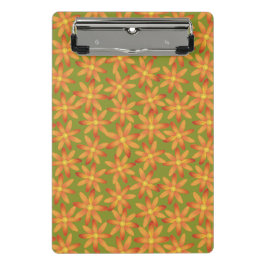 Mini Prancheta Retro Sunburst Daisy Floral em Oliva Dourada
