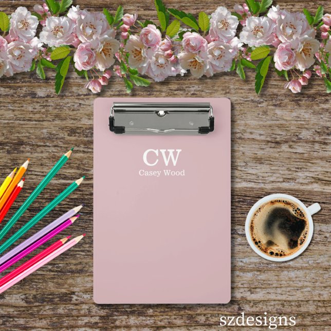 Mini Prancheta Rosa Desbotado com Iniciais Personalizadas  (Criador carregado)