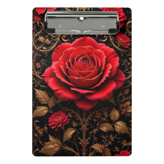 Mini Prancheta Rosa vermelha lindamente desenhada (Frente)