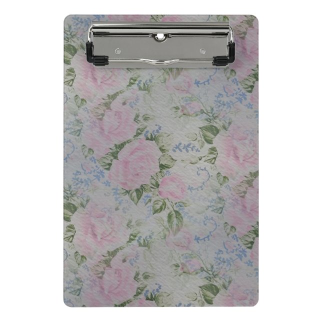 Mini Prancheta Rosas Florais Rosa Vintage (Frente)