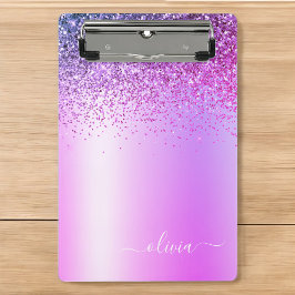 Mini Prancheta Roteiro Roxo Monograma Glitter Sparkle