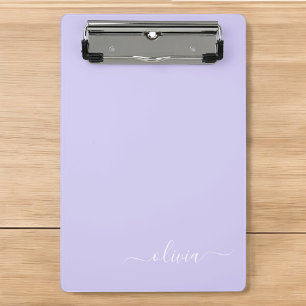 Mini Prancheta Roxo Lavanda Moderno Nome Monograma Feminino Rascu