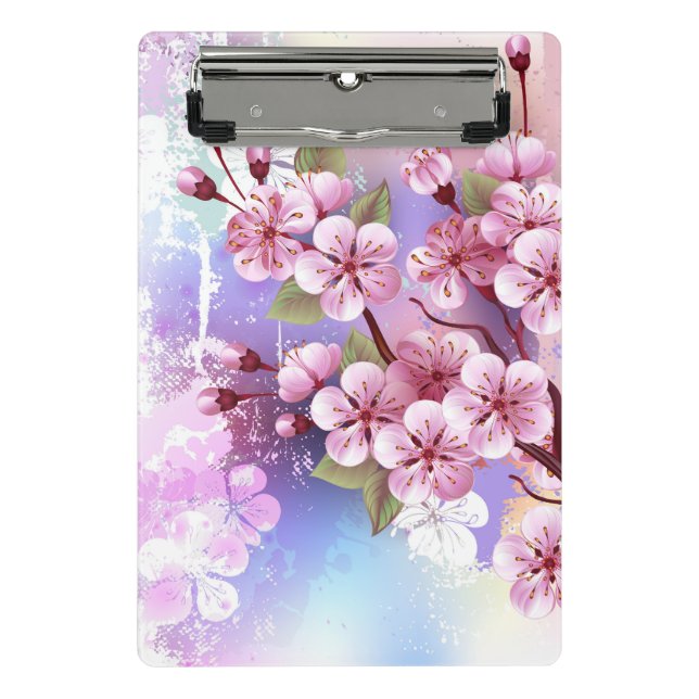 Mini Prancheta Sakura rosa no fundo da pintura (Frente)