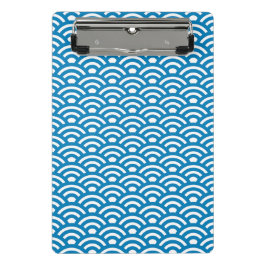 Mini Prancheta Seigaiha, Ondas, Japonês, Azul e Branco