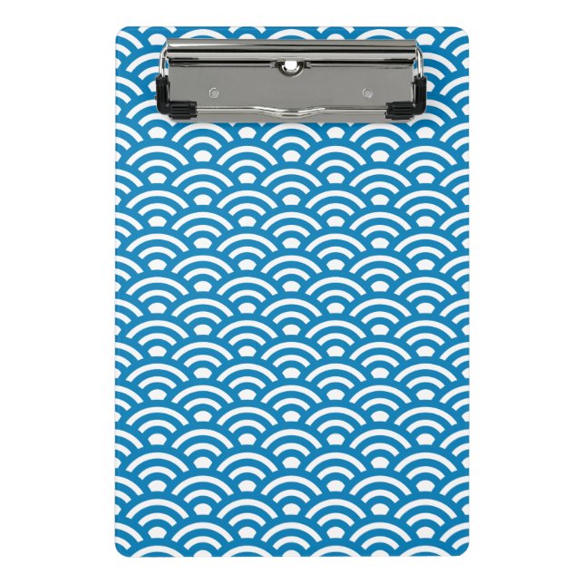 Mini Prancheta Seigaiha, Ondas, Japonês, Azul e Branco (Frente)