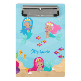 Mini Prancheta Sereia Bonita Personalizada Rapariga Sob O Mar