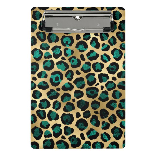Mini Prancheta Série Teal e Gold Leopard Design 14 (Frente)