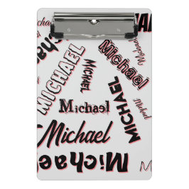 Mini Prancheta Seu nome é padrão monograma rosa cor sombra