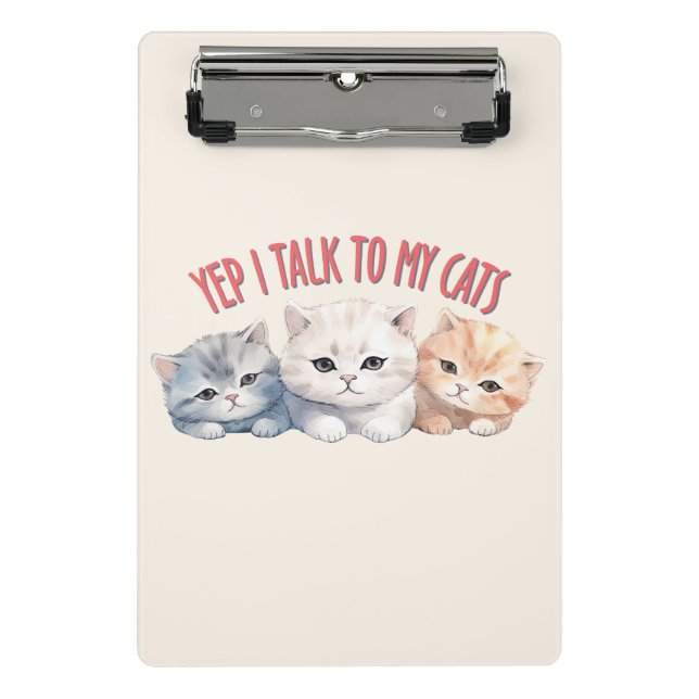 Mini Prancheta Sim, falo com os meus gatos - Design de Trio Gato  (Frente)