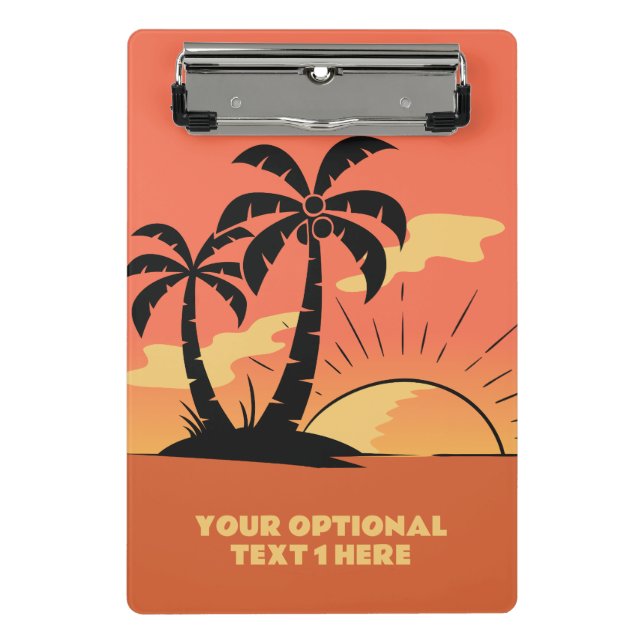 Mini Prancheta Sunset da Ilha Tropical de Texto Personalizado (Frente)