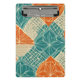 Mini Prancheta Teal, Orange, and Tan Abstract Flowers