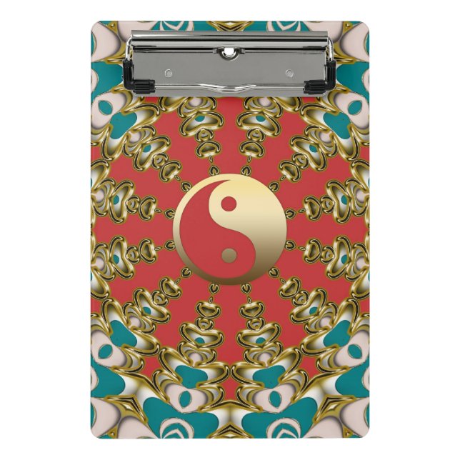 Mini Prancheta Teal Sunshine Dourado Yin Yang (Frente)