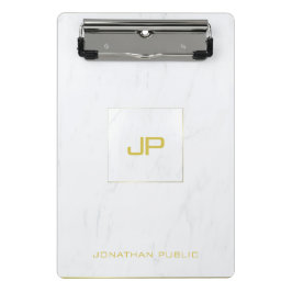 Mini Prancheta Tendência Moderna do Mármaco Branco Monograma Dour