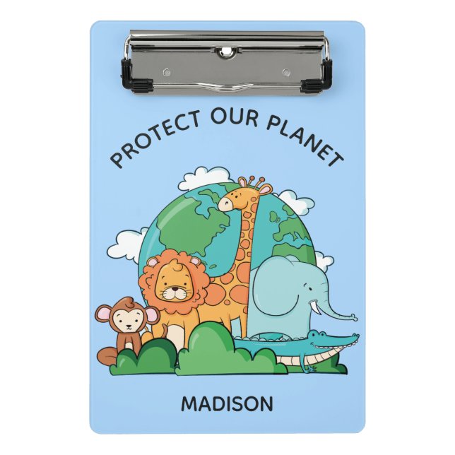 Mini Prancheta Terra de Texto Personalizado com Animais (Frente)