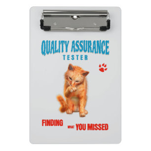 Mini Prancheta Testador de QA Humor de Gato