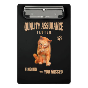 Mini Prancheta Testador de QA Humor de Gato