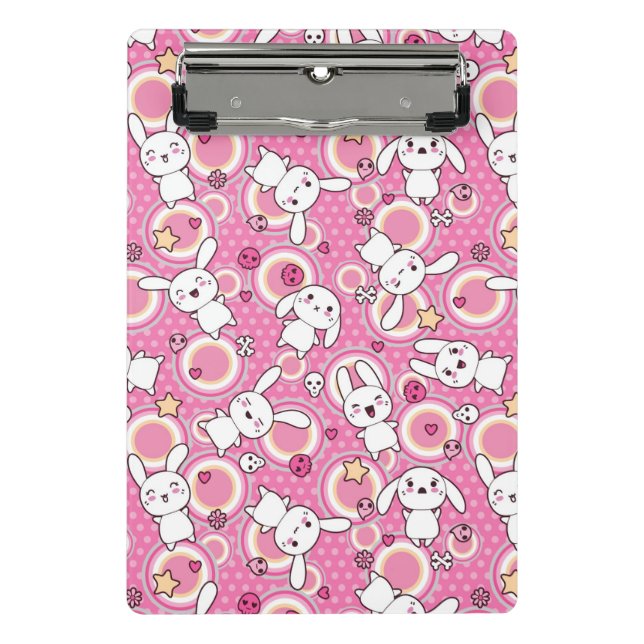 Mini Prancheta teste padrão cor-de-rosa do kawaii (Frente)